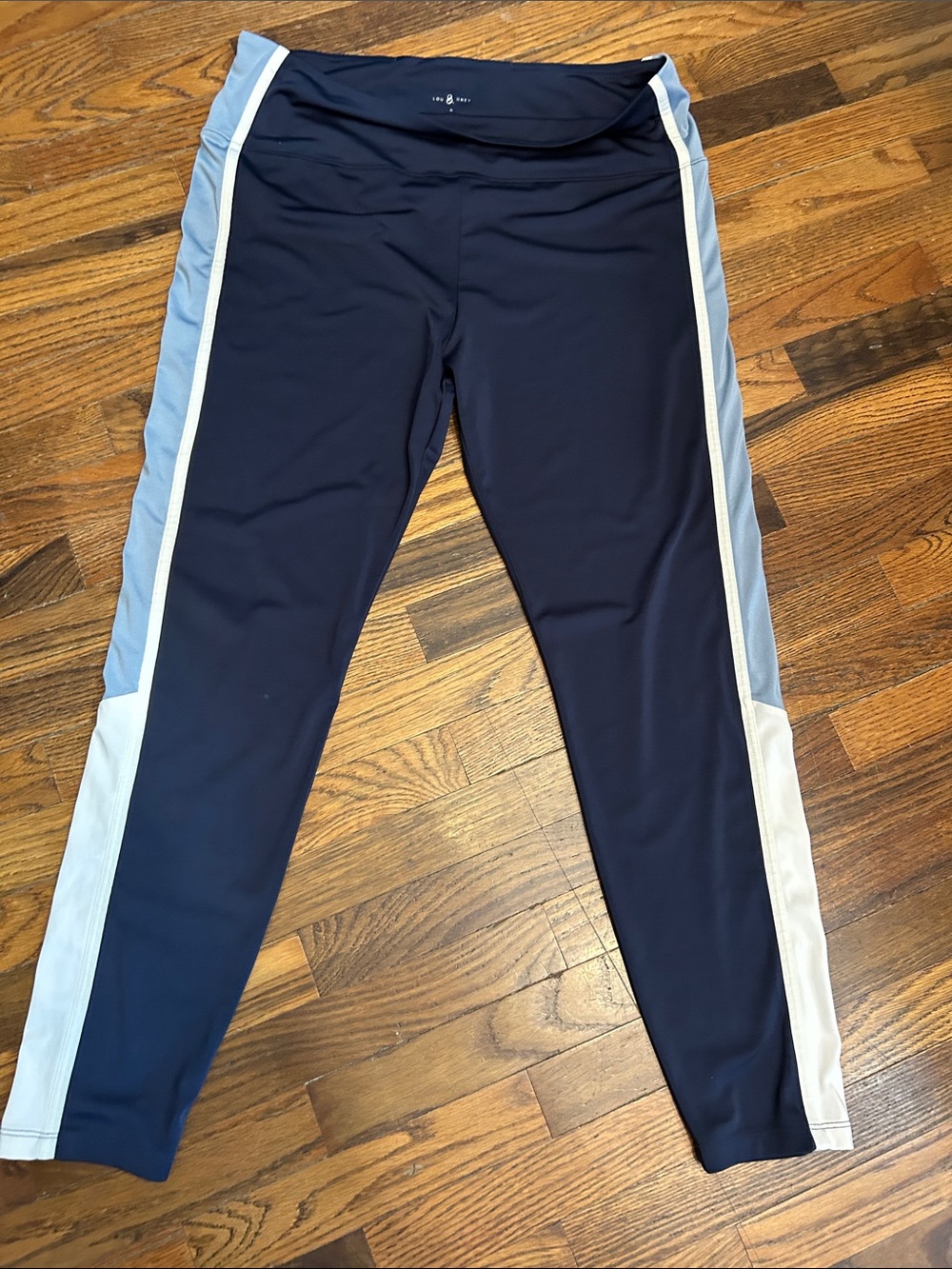 Lou & Grey Women’s Navy Track Joggers with Light Blue & White Side Stripes